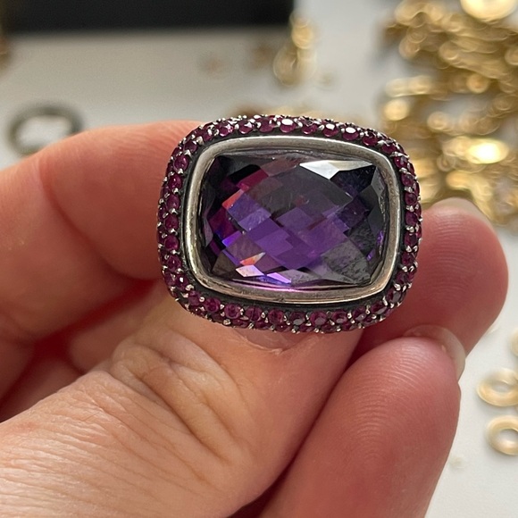 DAVID YURMAN WAVERLY AMETHYST RING PINK SAPPHIRES - Picture 11 of 12